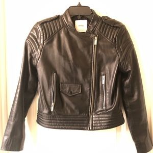 Mango Genuine Leather Biker Jacket